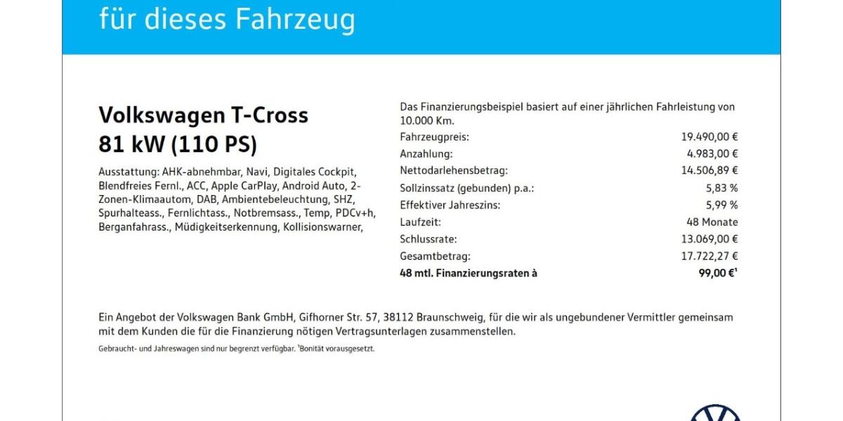 VW T-Cross 28.375 km 19.490 &euro; Wuppertal 42109